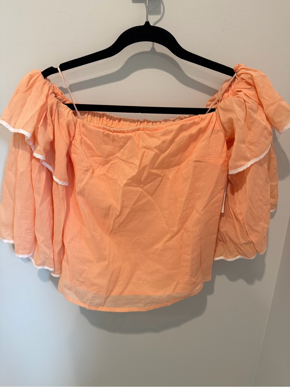 NWT 1. State Peach Off-Shoulder Ruffle Sleeve Top -size XS